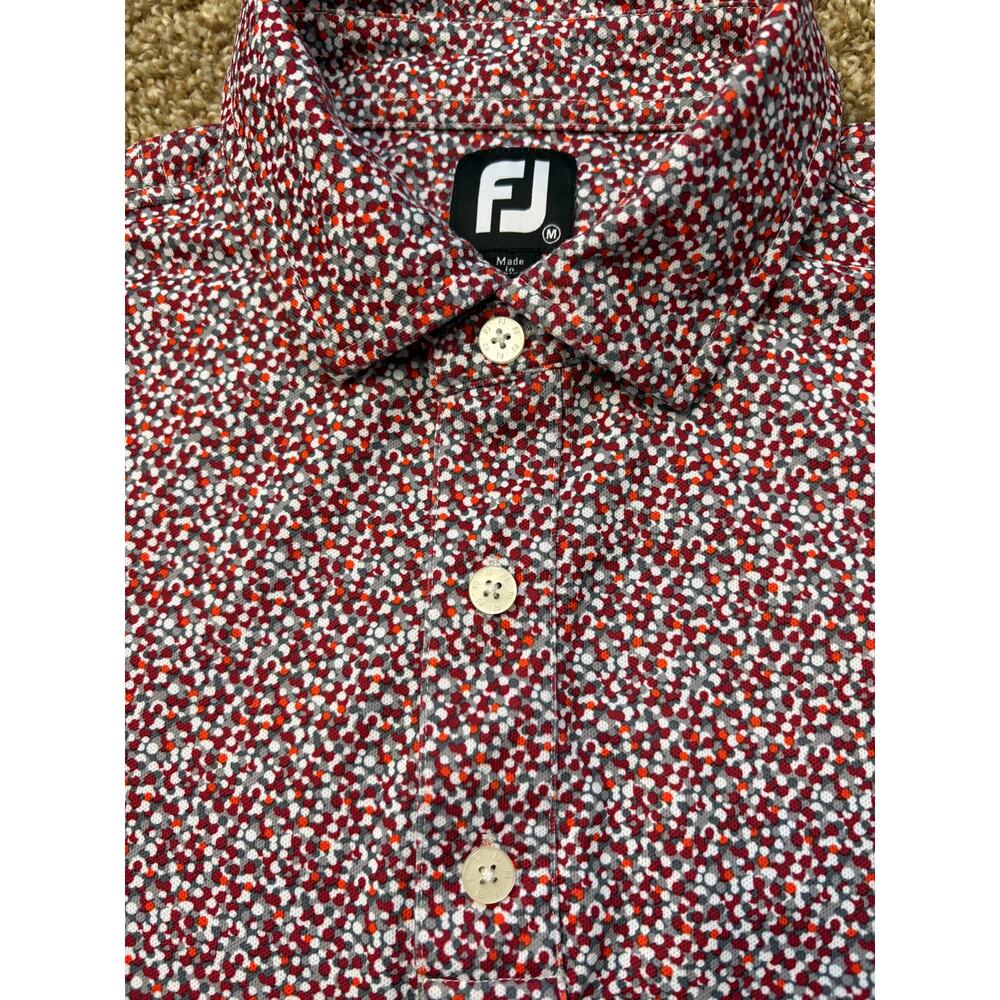 FJ Footjoy Polka Dot Golf Polo Shirt Mens Size Medium